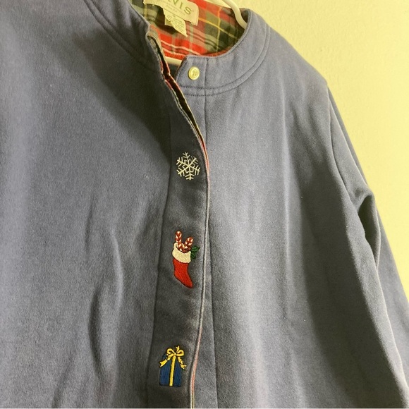 Orvis Vintage Embroidered Christmas Sweater - Blue/Red Plaid - Small - Picture 2 of 9